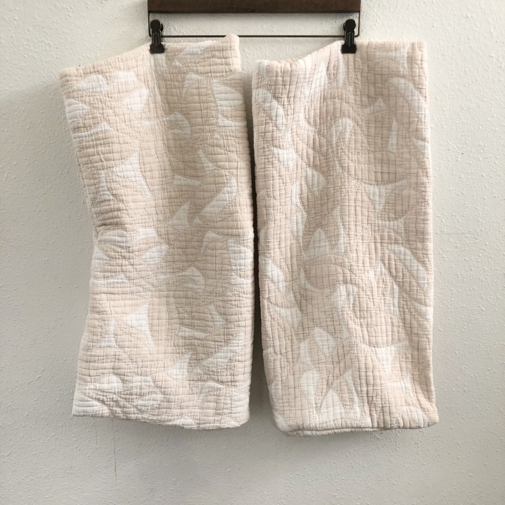 West Elm Cream and White Quilted Throw Pillow Shams (Pair)